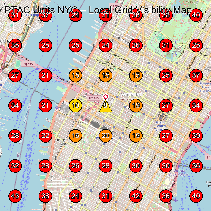 PTAC Units NYC GeoGrid visibility map for Hvac Contractor in New York